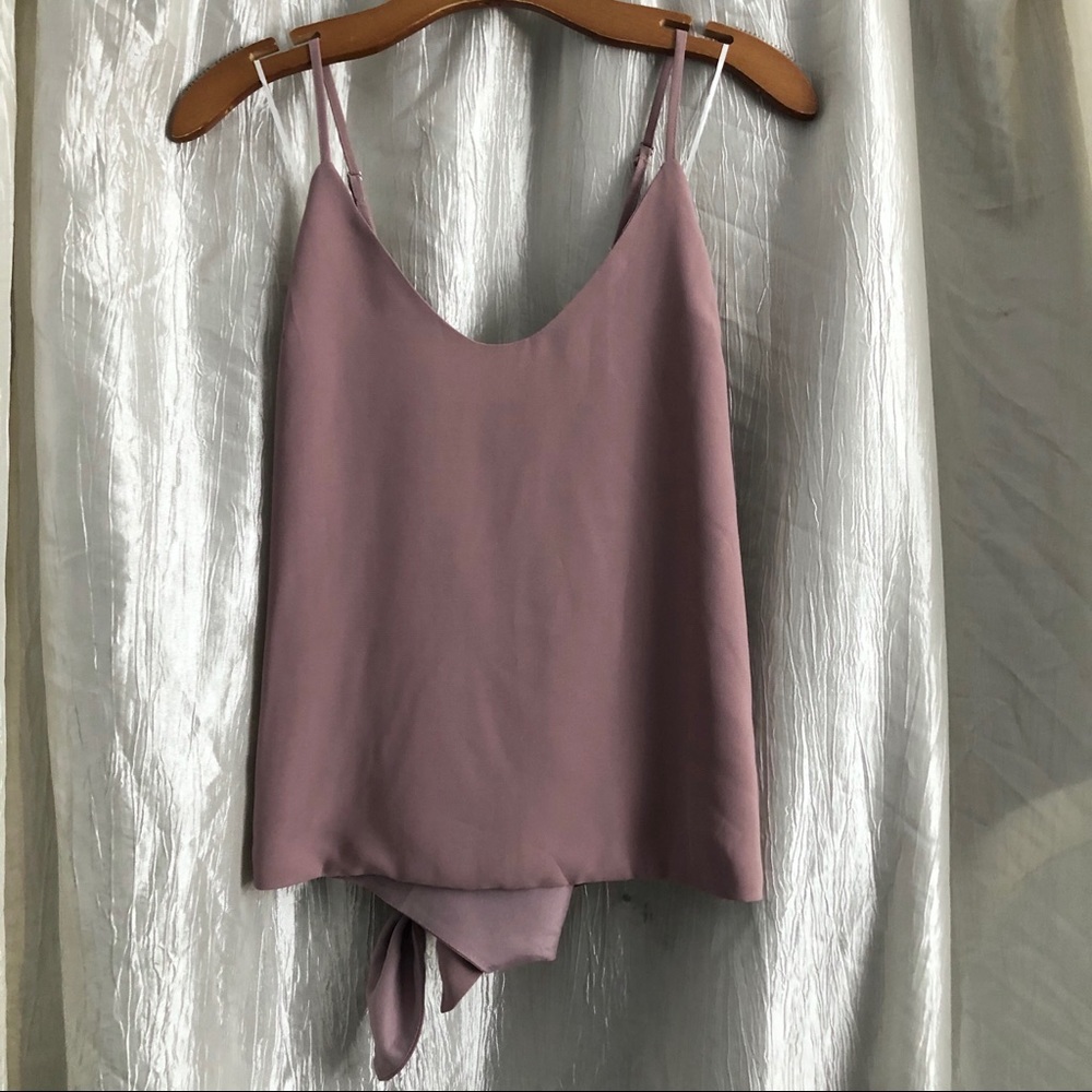 White Fox mauve tie back spaghetti strap shirt